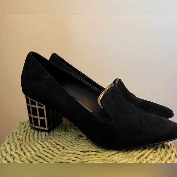 Brian Atwood Velvet Black Block heeled Shoes - Size 8 - Picture 10 of 11